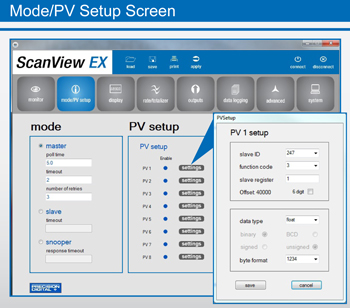 Mode-PV Setup Screen