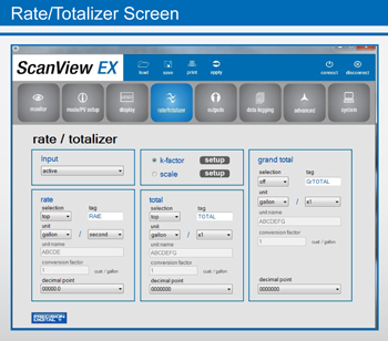 Rate-Totalizer Screen