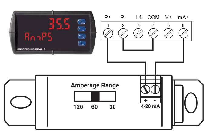 PDA6420 being powered by the Precision Digital PD6000