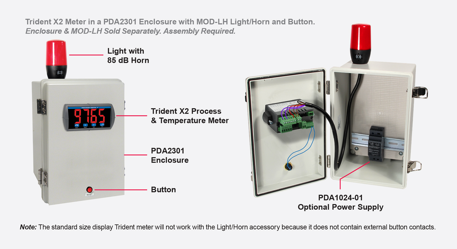 Light / Horn & Reset Button Mounted to Enclosure