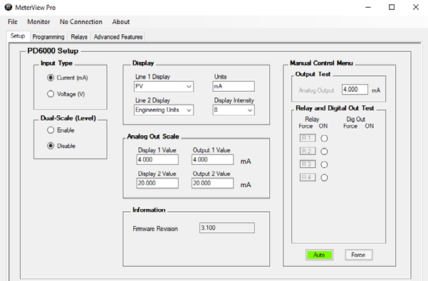 Setup Screen