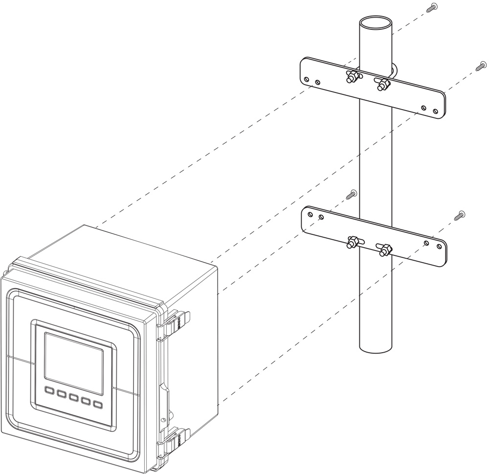 PDA1909 enclosure mounted to 2” pipe with PDA6909 pipe mounting kit