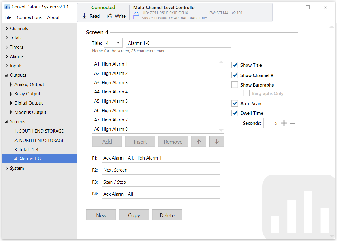 ConsoliDator+ Software Screens Settings Screen