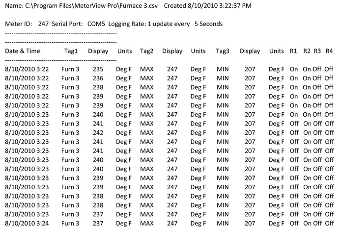 MeterView Pro Datalog Report