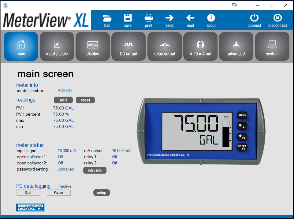 MeterView XL - Main Screen