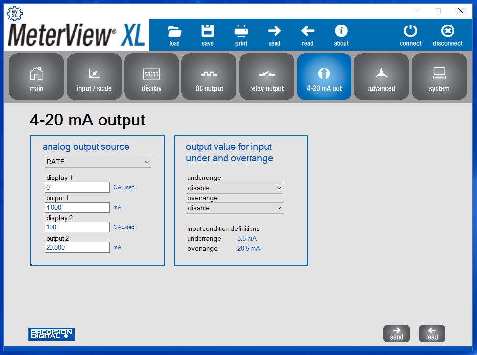 MeterView XL - 4-20 mA Output