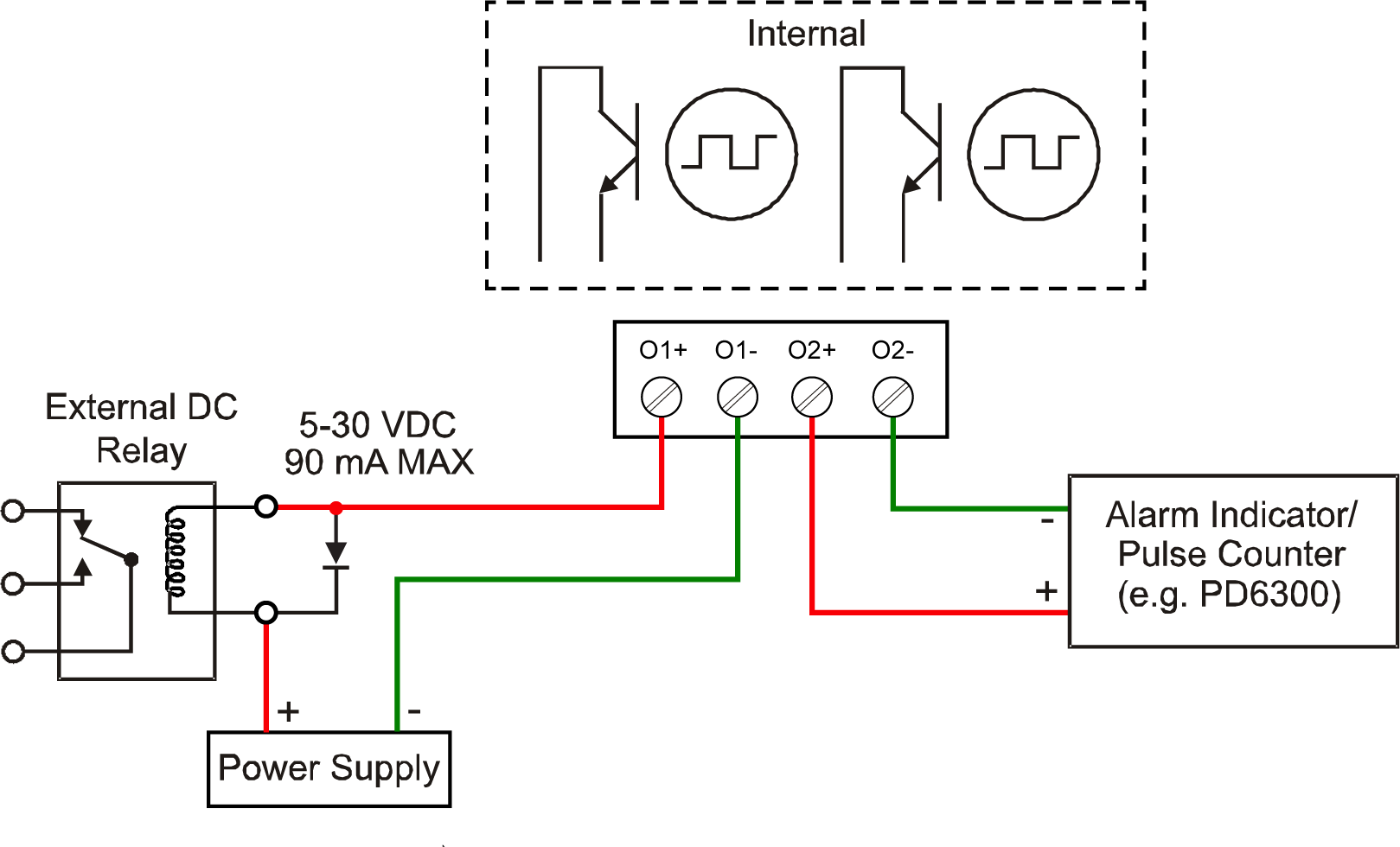 PD4-6600 Open Collector Outputs Connection