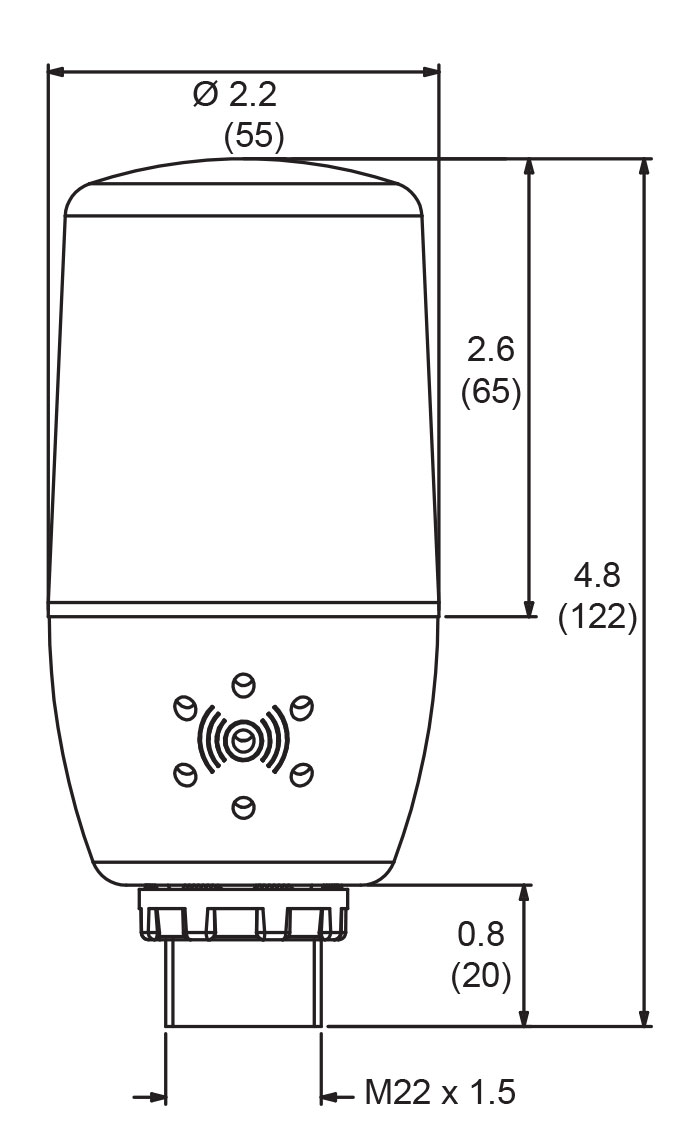 PDA-LH Light/Horn Dimensions