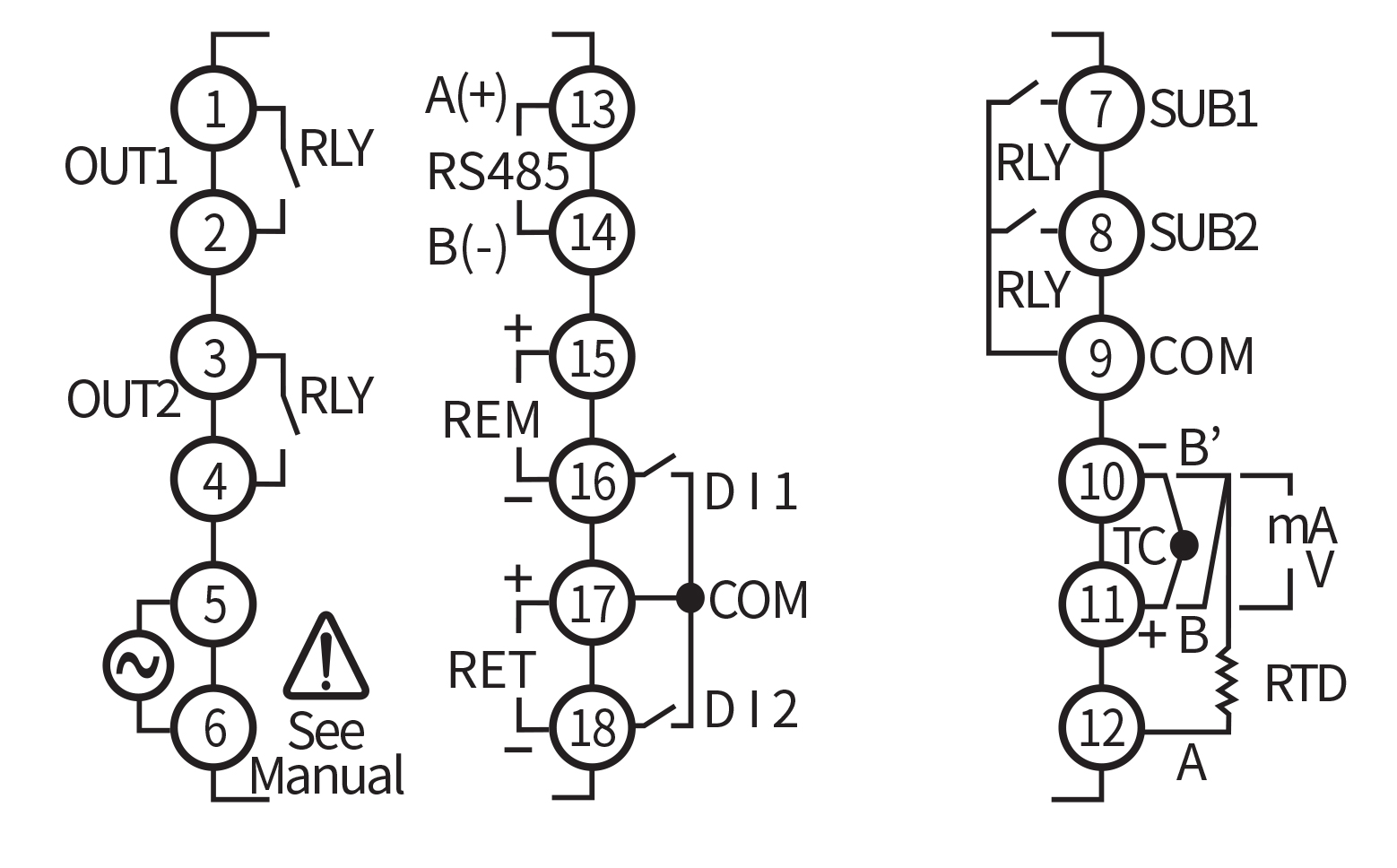 PD510-R (1/16 DIN) Connections